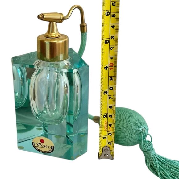Moser Czechoslovakia Antique Art Deco Large Perfume Bottle Atomizer 1920s Blue - Picture 11 of 13